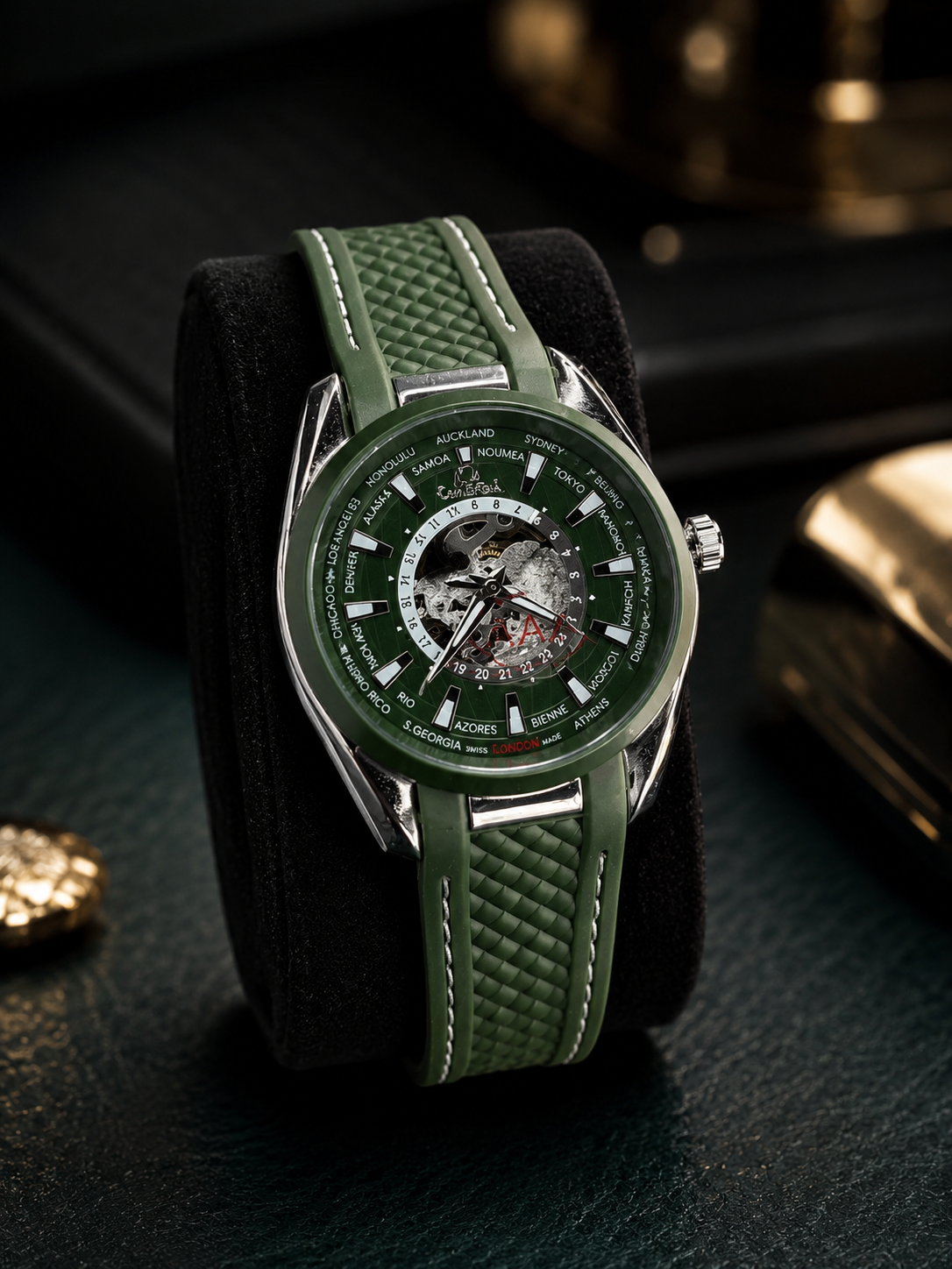 S. GEORGIA London Skeleton World Time Automatic Watch