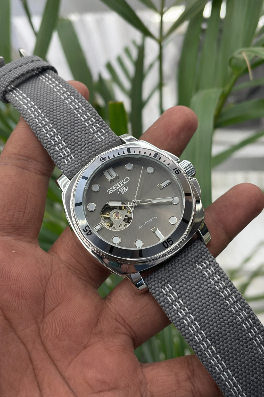 Seiko automatic open-heart style wristwatch
