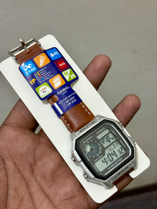 Casio AE‑1200 World Time( leather strap)