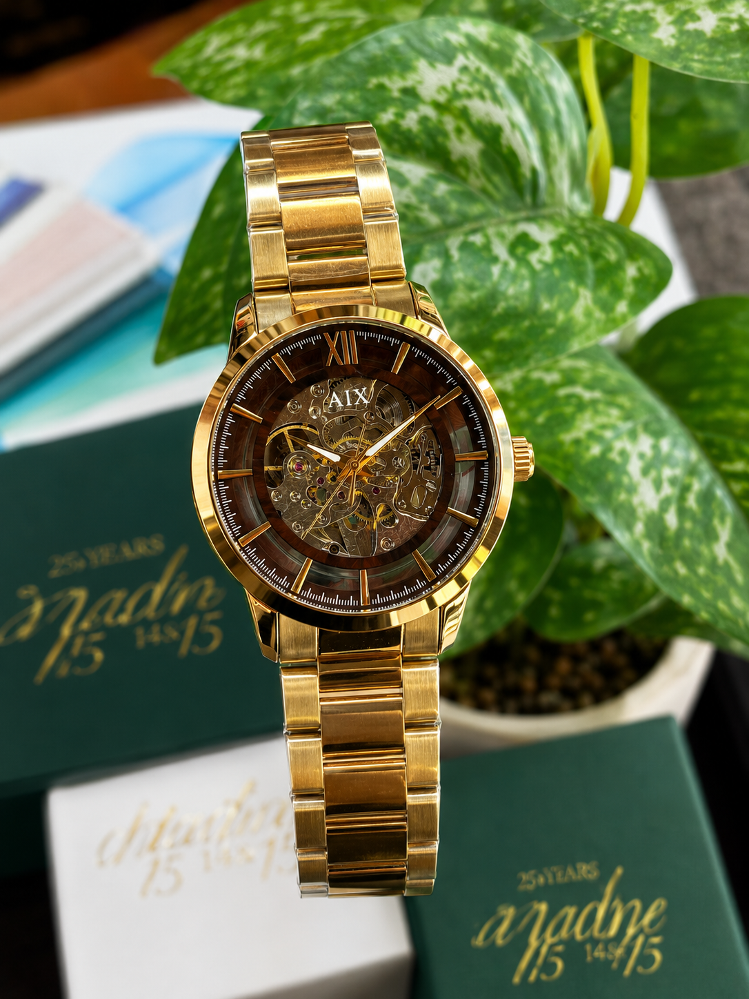A|X fashion-style skeleton wristwatch