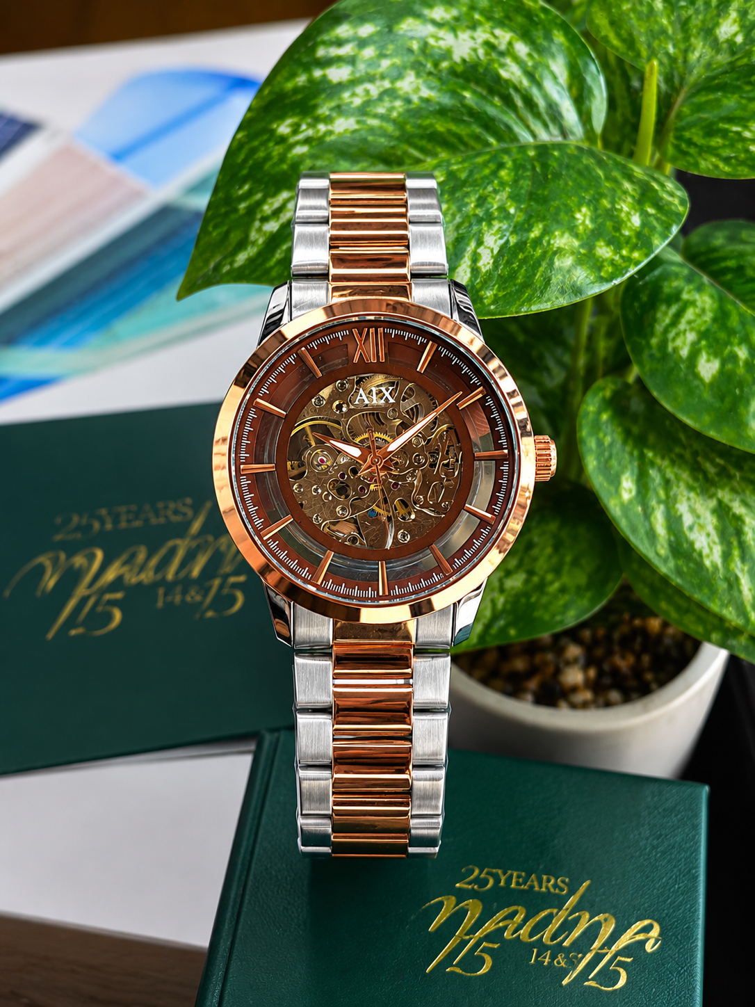 A|X fashion-style skeleton wristwatch