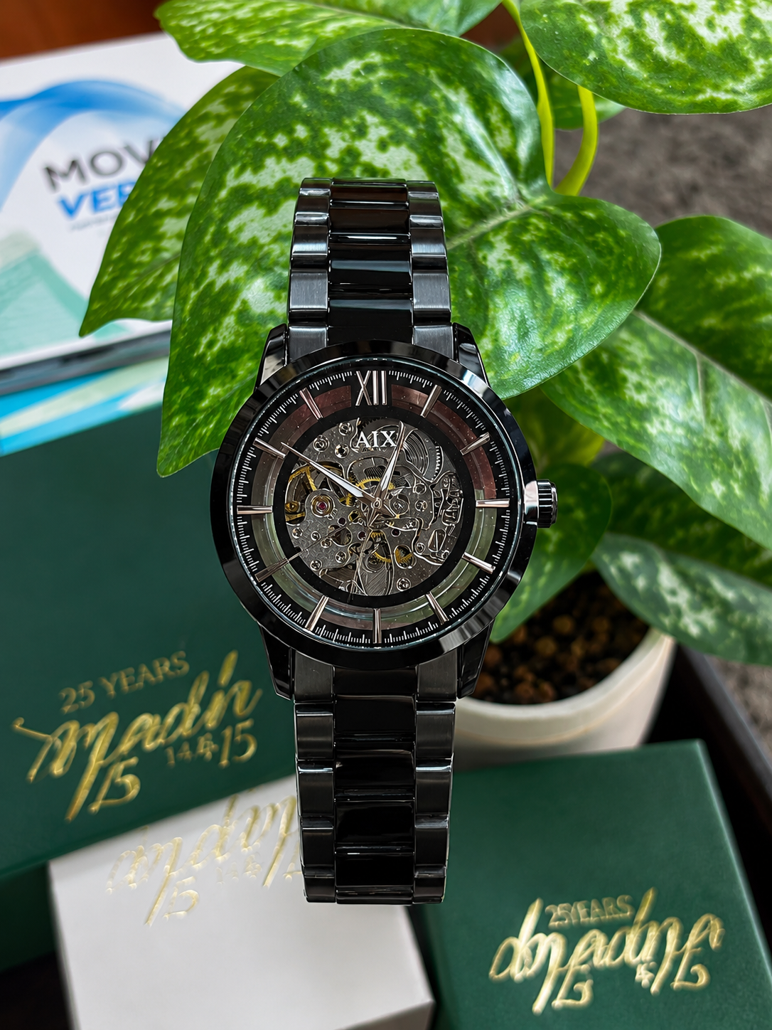 A|X fashion-style skeleton wristwatch