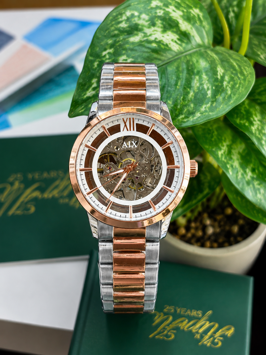 A|X fashion-style skeleton wristwatch