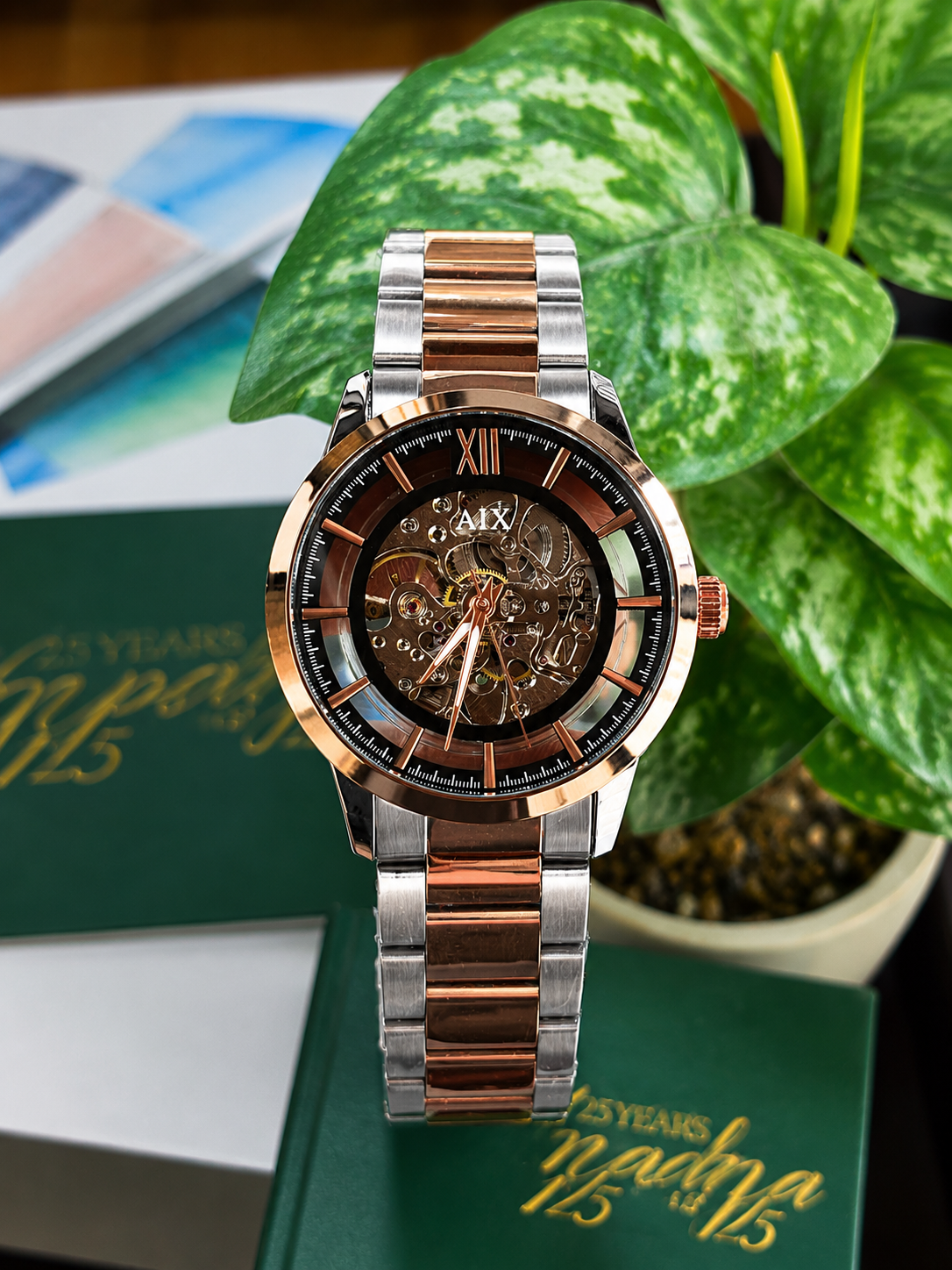 A|X fashion-style skeleton wristwatch