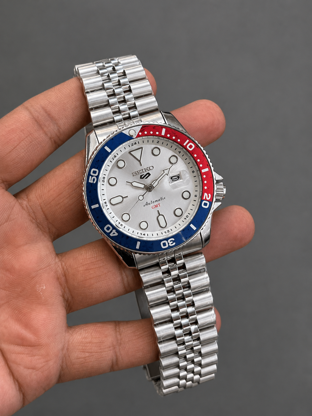 Seiko 5 Sports GMT–style watch