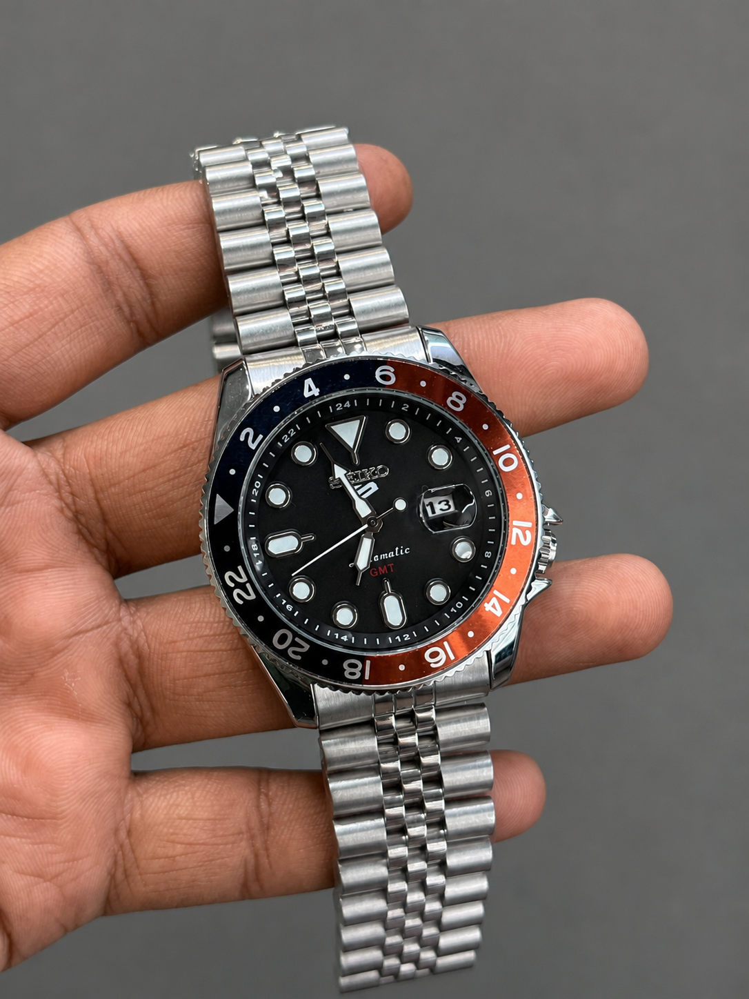Seiko 5 Sports GMT–style watch