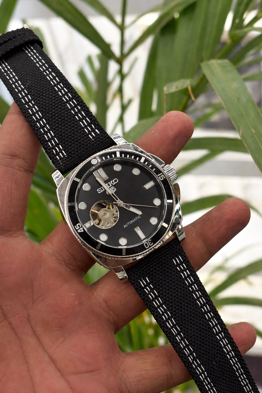Seiko automatic open-heart style wristwatch