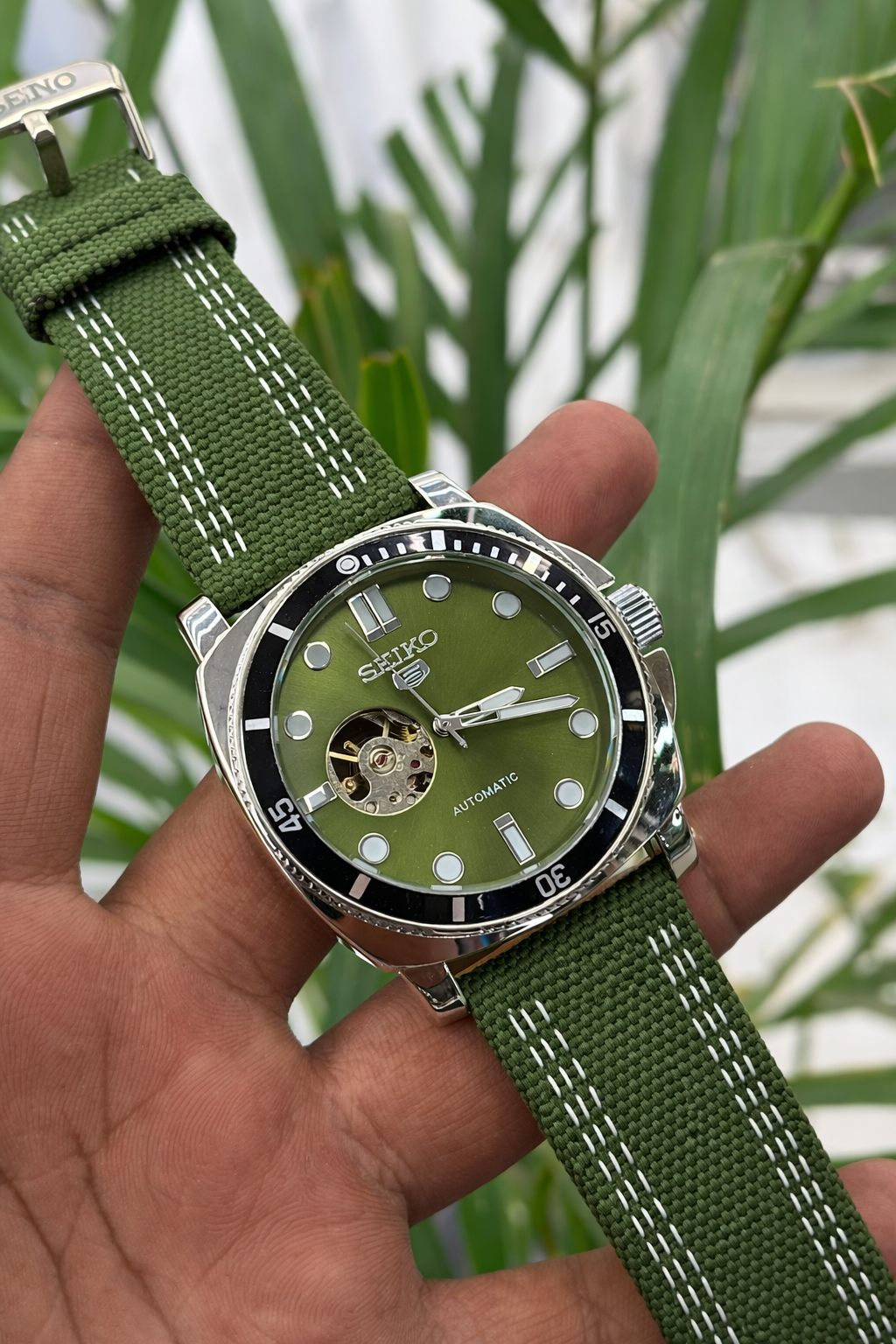 Seiko automatic open-heart style wristwatch
