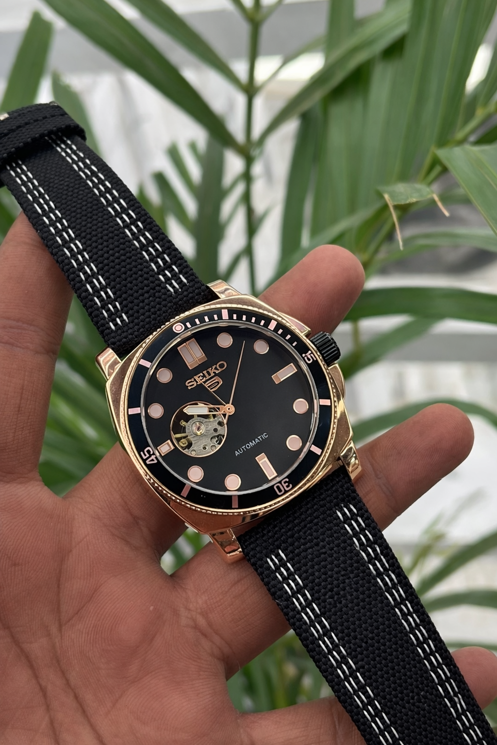 Seiko automatic open-heart style wristwatch