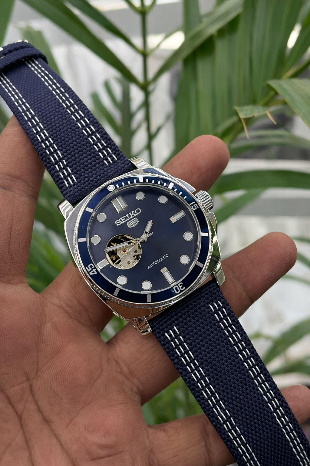 Seiko automatic open-heart style wristwatch