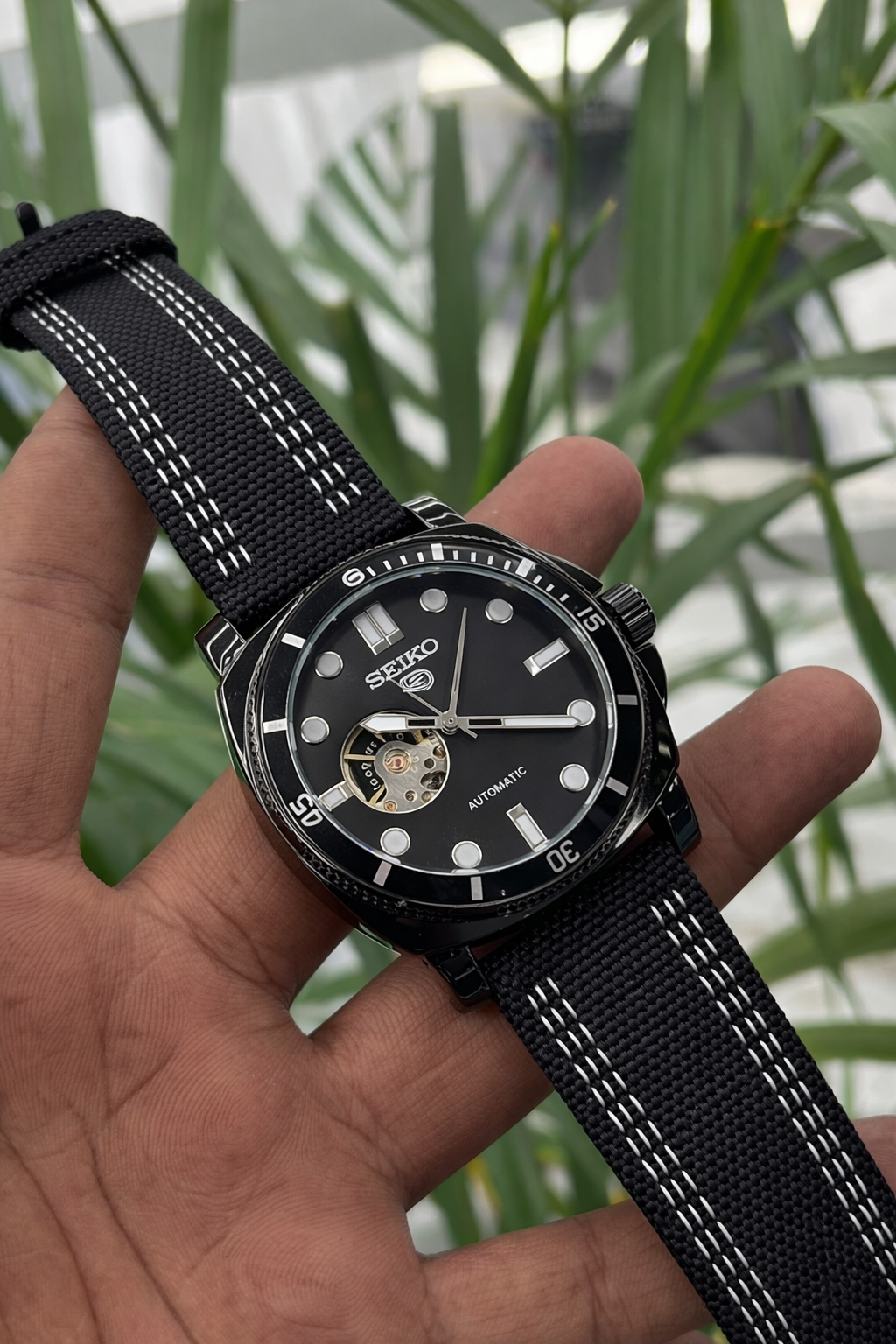 Seiko automatic open-heart style wristwatch