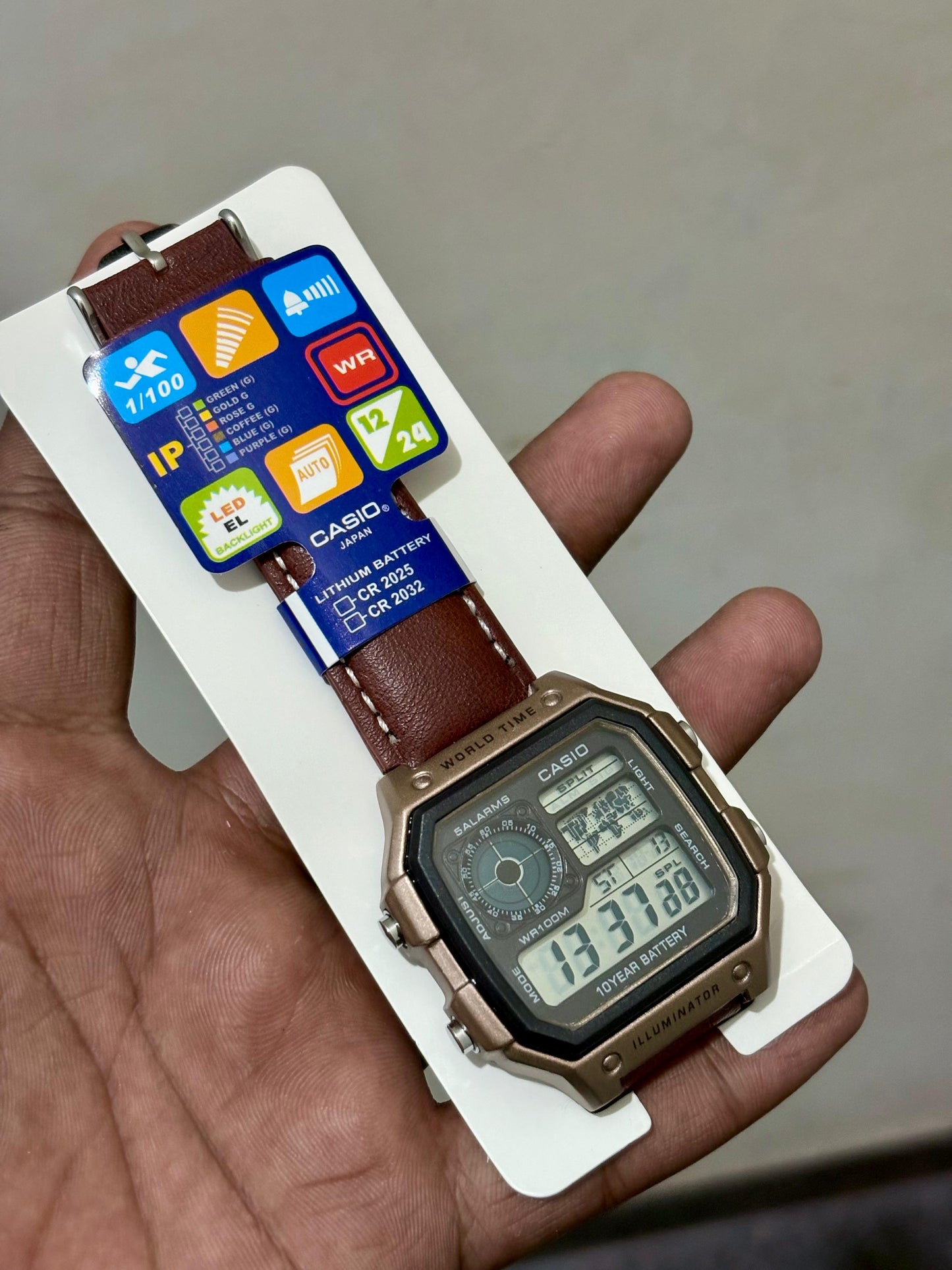 Casio AE‑1200 World Time( leather strap)
