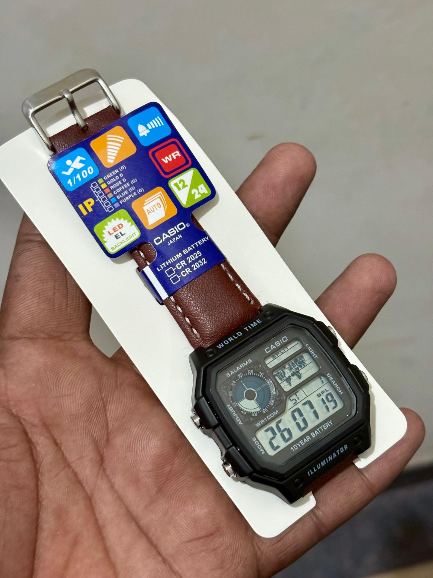 Casio AE‑1200 World Time( leather strap)