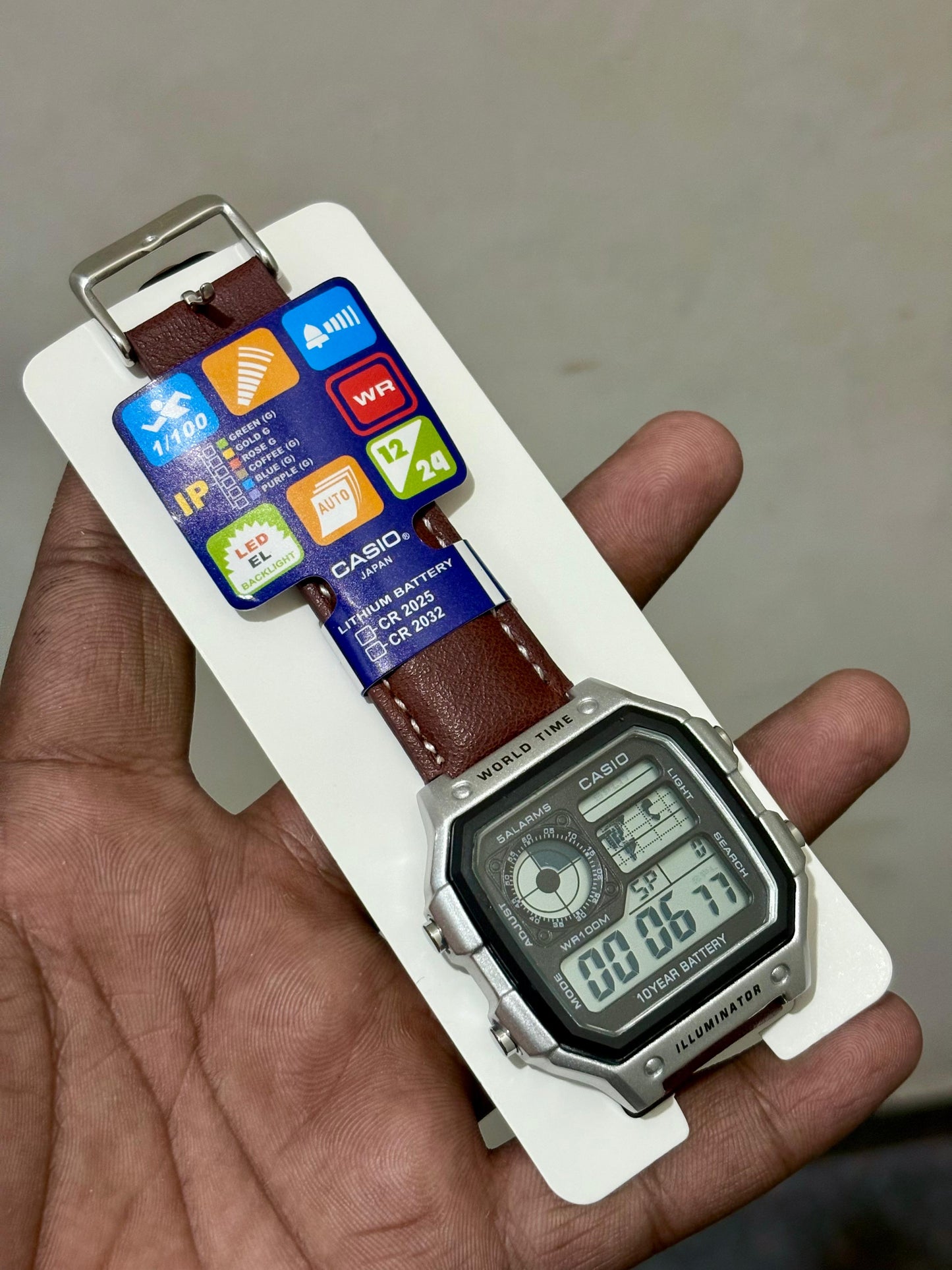 Casio AE‑1200 World Time( leather strap)