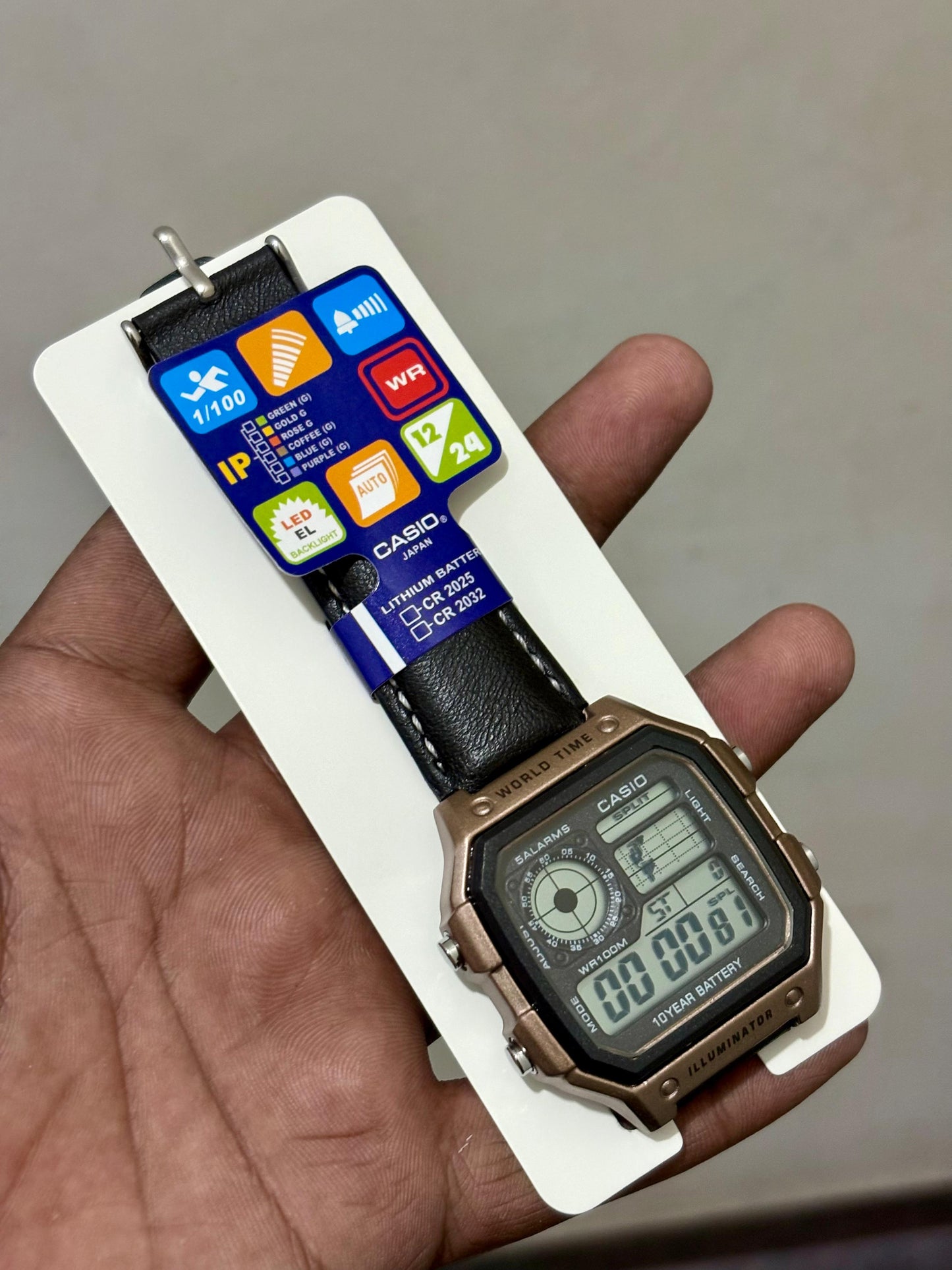 Casio AE‑1200 World Time( leather strap)