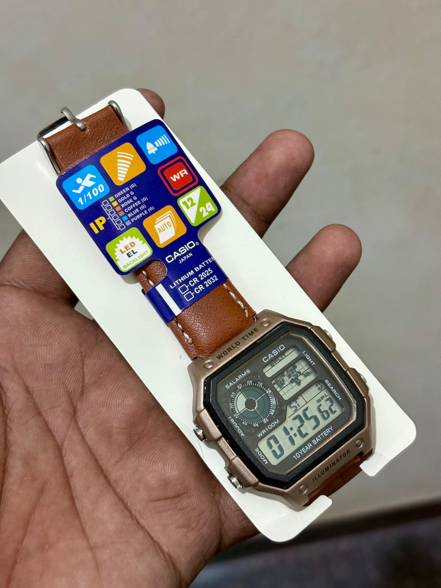 Casio AE‑1200 World Time( leather strap)