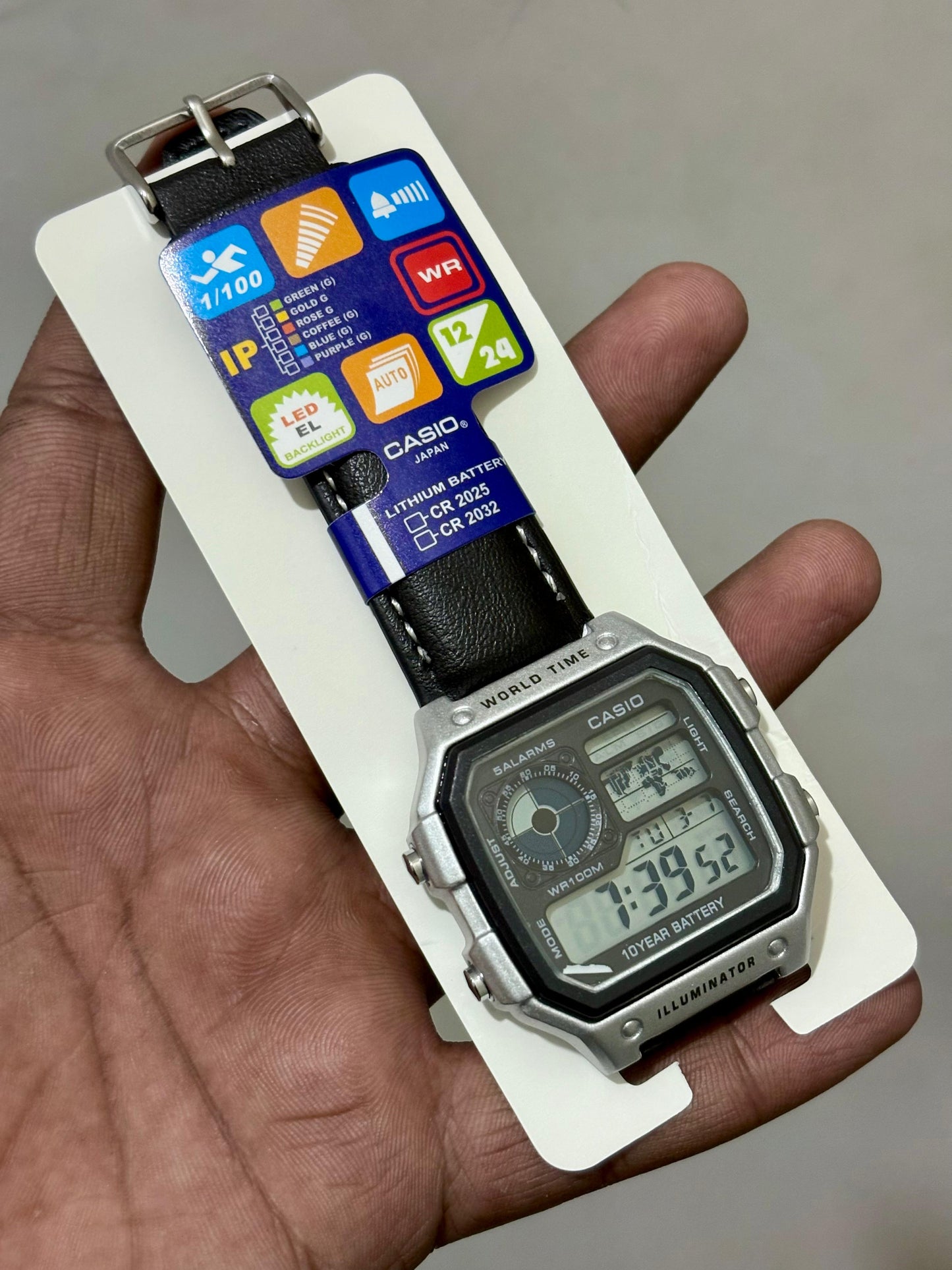 Casio AE‑1200 World Time( leather strap)