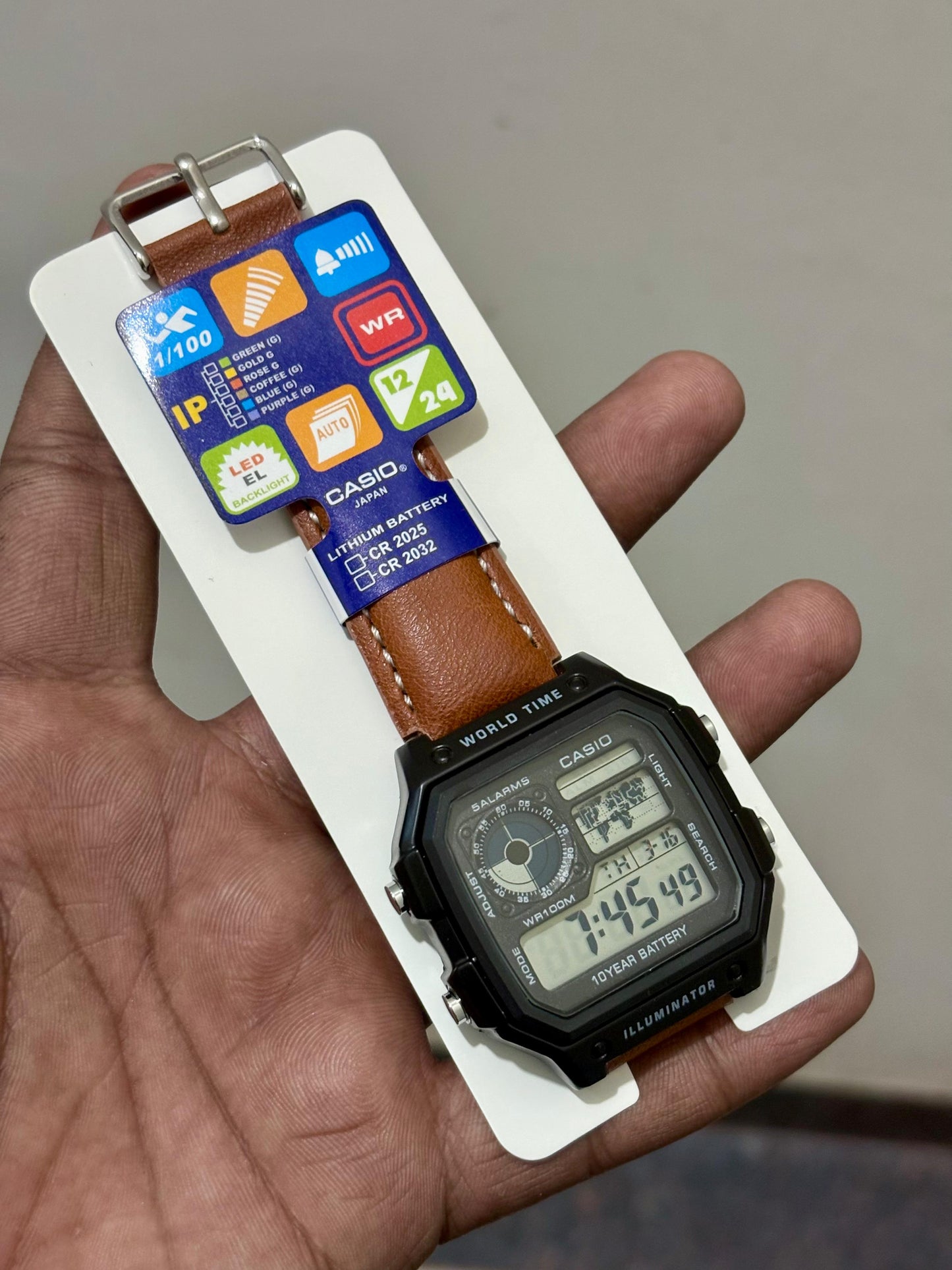 Casio AE‑1200 World Time( leather strap)