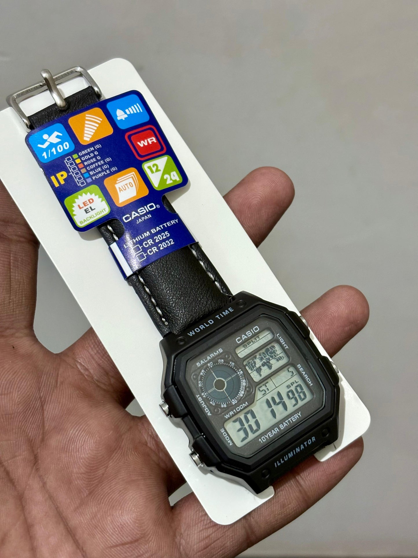 Casio AE‑1200 World Time( leather strap)